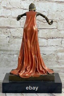 Signée Cl. Jr. Colinet, Bronze Art Déco Danseuse Sculpture Bureau à Domicile Décor