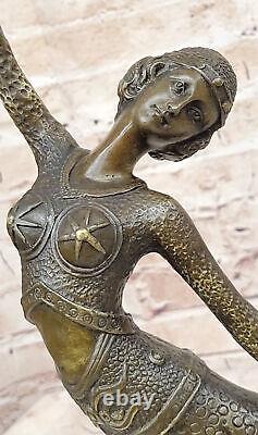 Signée D. H! 100% Véritable Bronze Statue Art Déco Danseuse Bronze Sculpture