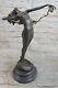 Signée H. Frishmuth Bronze Sculpture Art Déco Fille Bronze Statue The Vigne
