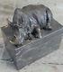Signée Original Rhinocéros Avec / Corne Bronze Sculpture Art Déco De Style