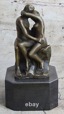 Signée The Bisou Par Français Sculpteur Rodin Bronze Sculpture Érotique Art Déco