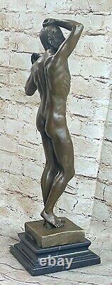 Signée Vintage Classique Bronze Sculpture Statue Érotique Art Déco Nu Mâle Gay