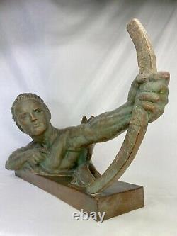 Splendide Sculpture Terre Cuite Ep. Art Deco L'archer Ugo Cipriani (1887-1960)