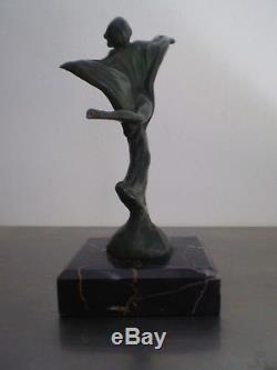 Statue Bronze 1930 Danseuse Art Deco Max Le Verrier Sculpture Dlg Mascotte Auto