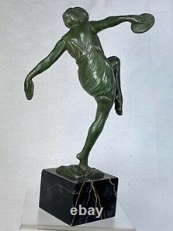 Statue Danseuse Aux Cymbales Sculpture Ep. Art Déco Signée Fayral Le Faguays