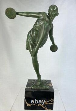 Statue Danseuse Aux Cymbales Sculpture Ep. Art Déco Signée Fayral Le Faguays