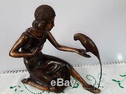 Statue En Bronze Signee Sculpture Style Art Nouveau Deco Femme Statuette