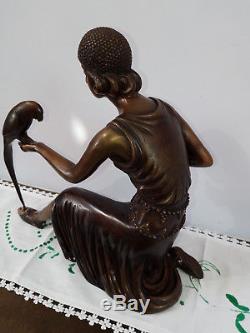 Statue En Bronze Signee Sculpture Style Art Nouveau Deco Femme Statuette