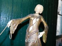 Statue Femme Aux Levriers Art Deco 1930 Georges Gori De 53 CM De Haut