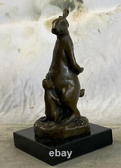 Statue Lapin Lièvre Art Déco Style Nouveau Bronze Fonte Signée Décoration