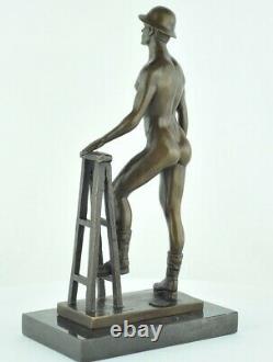 Statue Sculpture Athlete Nu Sexy Style Art Deco Bronze massif