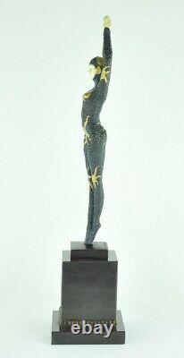 Statue Sculpture Danseuse Pin-up Sexy Style Art Deco Bronze massif Signe