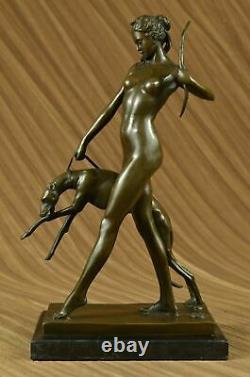 Statue Sculpture Diane Chasseresse Art Déco Style Nouveau Bronze Lost Cire
