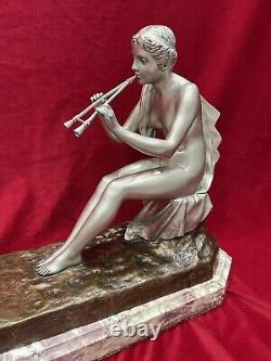 Statue Sculpture en bronze Art Déco 1930 par Gustave OBIOLS