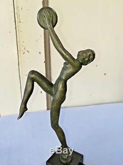 Statuette Sculpture En Bronze Danseuse De Style Art Déco