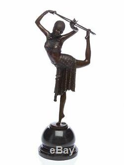 Statuette de danseuse avec cerceau style Art déco bronze 54 cm