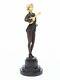 Statuette De Femme Avec Mandoline D´après Ferdinand Preiss Style Art Déco