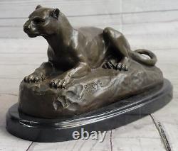 Superbe Art Déco 100% Large Bronze Puma/ Léopard/ Jaguar/ Grand Chat Déco