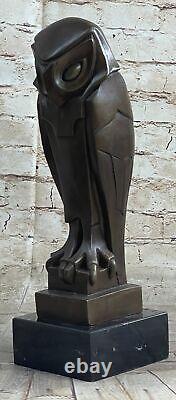 Superbe Art Déco Chouette, Bronze Statue Dali Marbre Base Sculpture Figurine