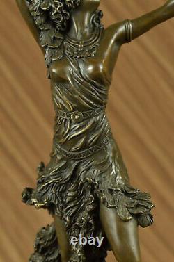 Superbe Art Déco Solide Bronze Danseuse Après Colinet Sculpture Marbre Figurine