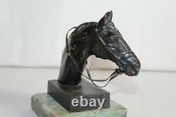 Superbe sculpture en bronze tête de cheval pur sang signée Irénée Rochard