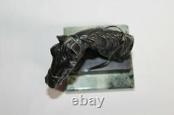 Superbe sculpture en bronze tête de cheval pur sang signée Irénée Rochard