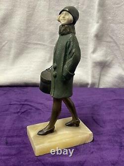 Suzanne Bertrand Sculpture Bronze Chryséléphantine Femme Élégante Art Déco 1930