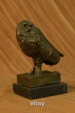 Tout Bronze Marbre Base Moderne Art Déco Cubism Sculpture Hibou Oiseau Figurine