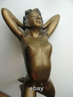 Trio De Sculptures En Bronze Thème Erotisme Art Déco Nue Erotique Ancienne XXe