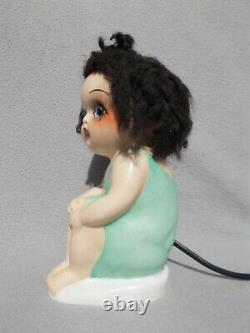 Veilleuse art deco 1920 enfant fillette baigneuse en porcelaine sculpture lampe