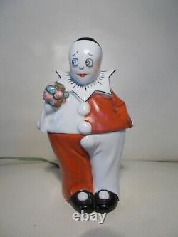 Veilleuse boite art deco 1920 1930 en porcelaine clown statuette sculpture lampe