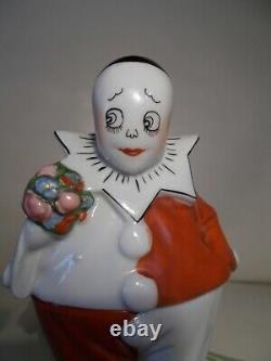 Veilleuse boite art deco 1920 1930 en porcelaine clown statuette sculpture lampe