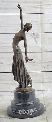 Vintage Art Déco Bronze Demetre Chiparus Femme Danseuse Vieux Parlor Figurine