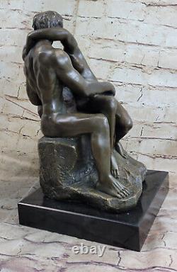 Vintage Bronze The Bisou Chair Statue Rodin Sculpture Art Déco'Lost' Figurine