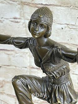 Vintage Grand Art Déco Danseuse Bronze Sculpture Signée Figurine Fonte Figurine