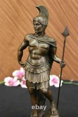 Vintage Signé Knight Warrior Bronze Statue Dalou Déco Sculpture Figurine Art