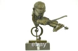 Violoniste Violon Lecteur Rare Moderne Art Déco Bronze Sculpture Statue Jazz
