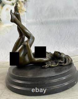 Western Art Déco Sculpture Nu Femme Fille Signée Bronze Statue Figurine Art