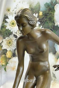 Western Art Déco Sculpture Nu Femme Fille Signée Bronze Statue Fonte Solde