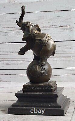 Western Pure Bronze Marbre Art Déco Sculpture Lucky Éléphant Figurine Statue